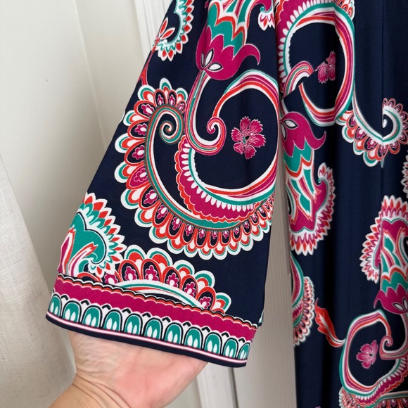 Laundry by Shelli Segal Dress Paisley Print 3/4 Sleeve Square Neck Womens - Picture 9 of 12